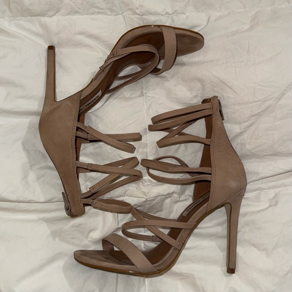 Steve Madden Tito Strappy Heels Suede Blush Taupe 6.5